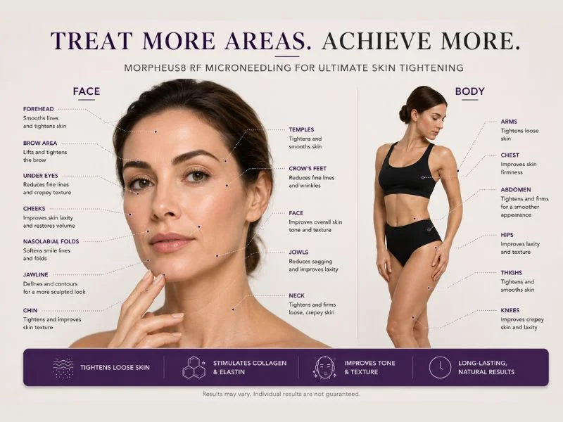 Total Skin tightening treatment Shepperton Green areas of the body and face that can be treated